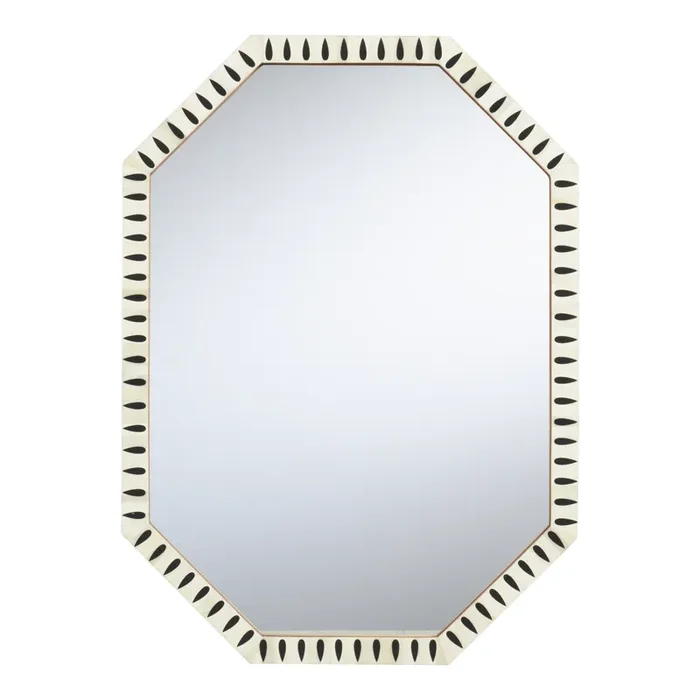 Bindi Octagonal White And Black Bone Wall Mirror