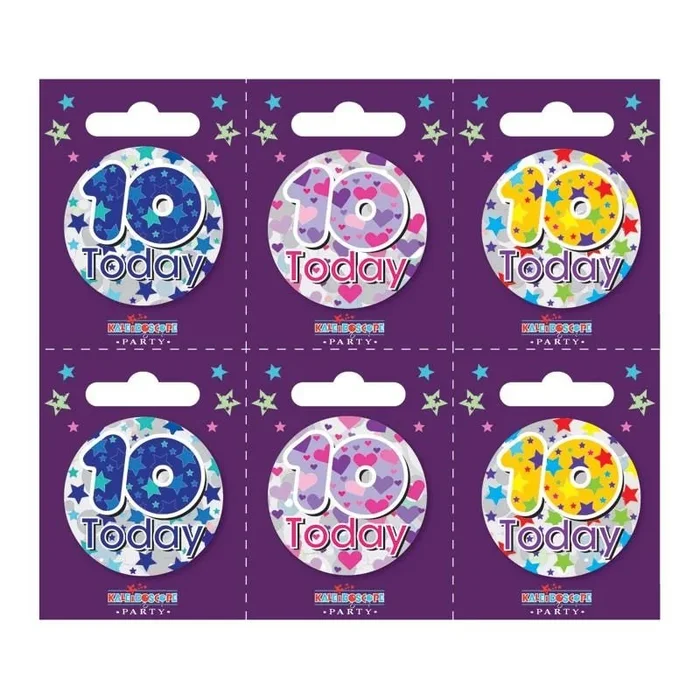 Birthday Badges Age 10 Small – Case of 6