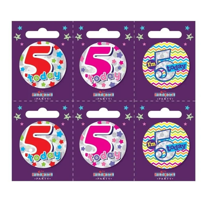Birthday Badges Age 5 Small – Case of 6