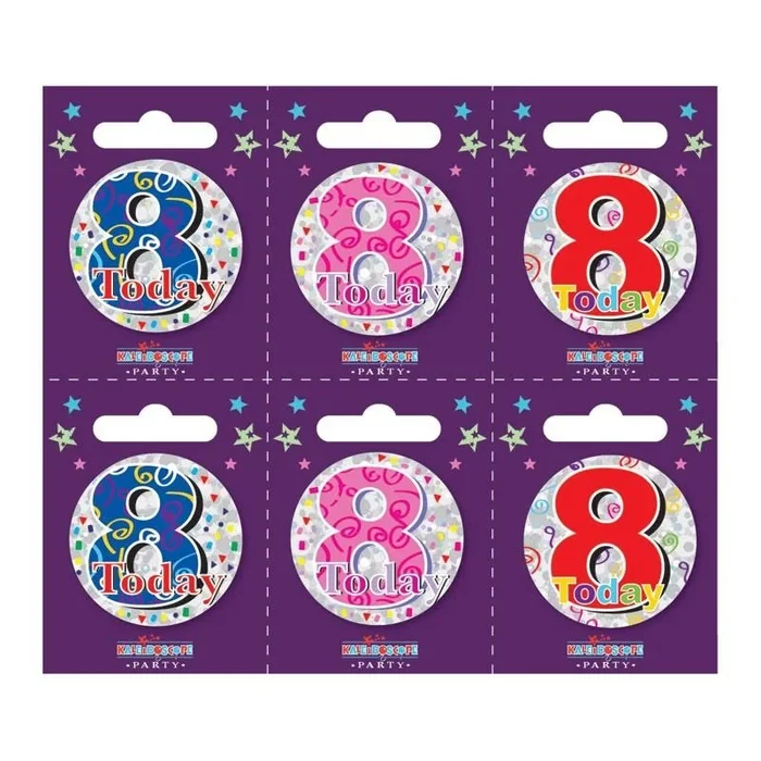 Birthday Badges Age 8 Small – Case of 6