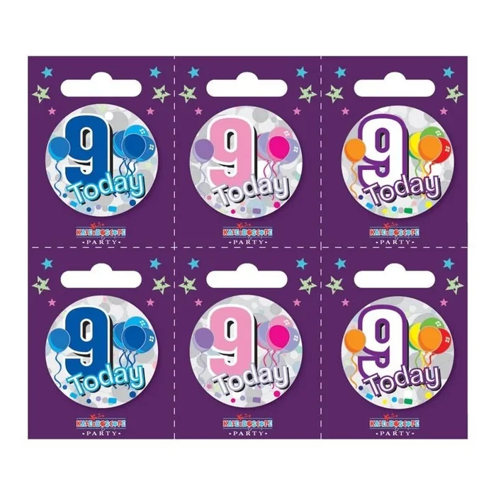 Birthday Badges Age 9 Small – Case of 6