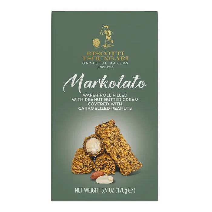 Biscotti Tsoungari Markolato Peanut Butter Wafer Rolls