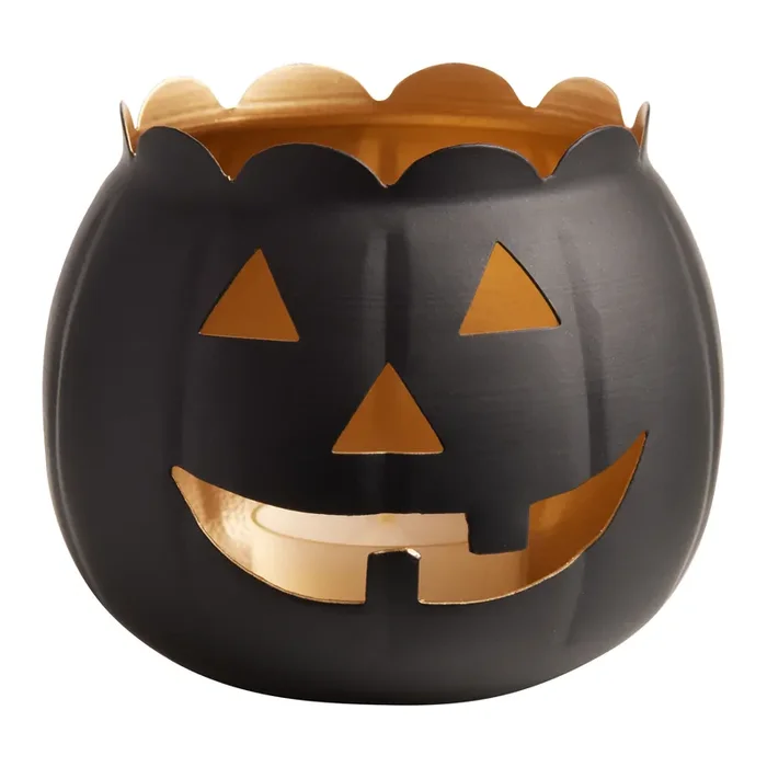 Black And Gold Jack O‘ Lantern Tealight Candle Holder