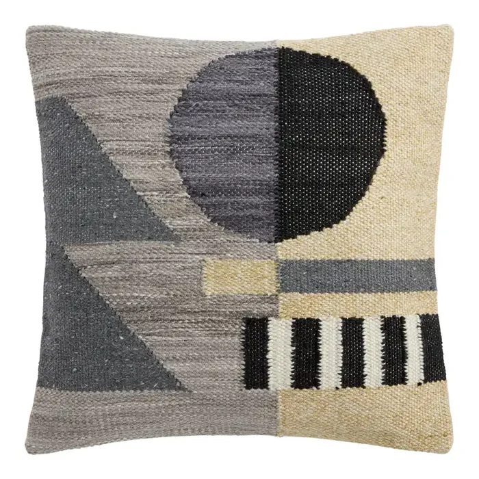 Black And Gray Abstract Geo Indoor Outdoor Throw Pillow