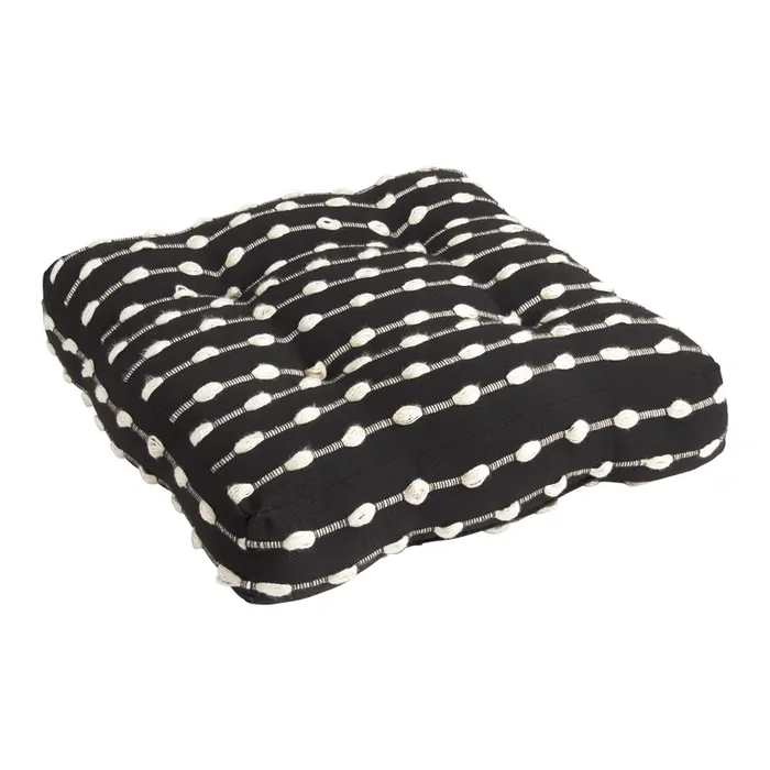 Black and Ivory Dot Indoor Outdoor Floor Cushion