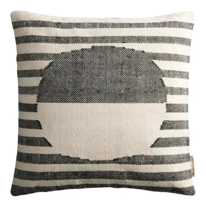 Black And Ivory Stripe Sol Indoor Outdoor Throw Pillow