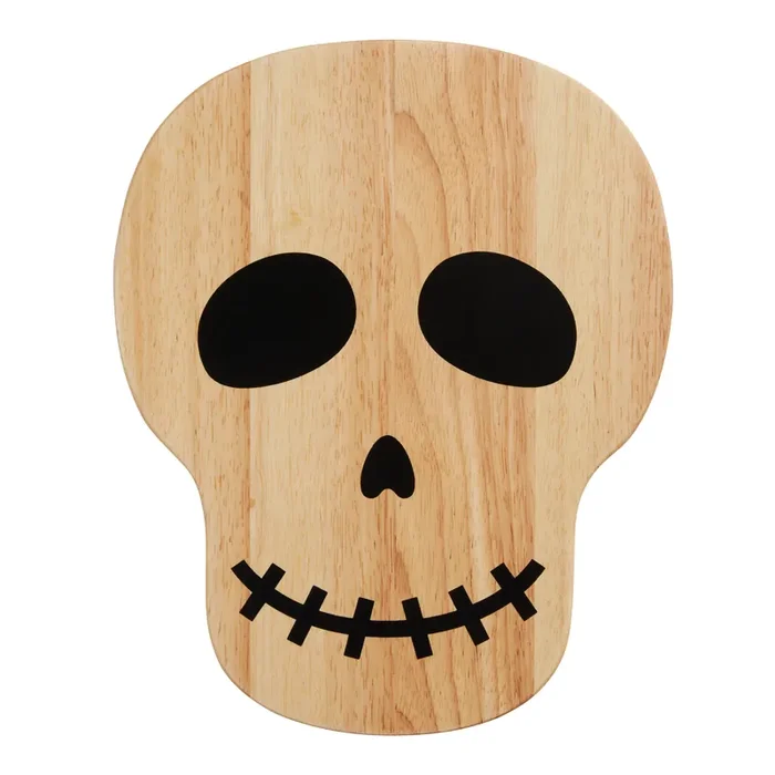 Black And Natural Wood Skull Serving Board