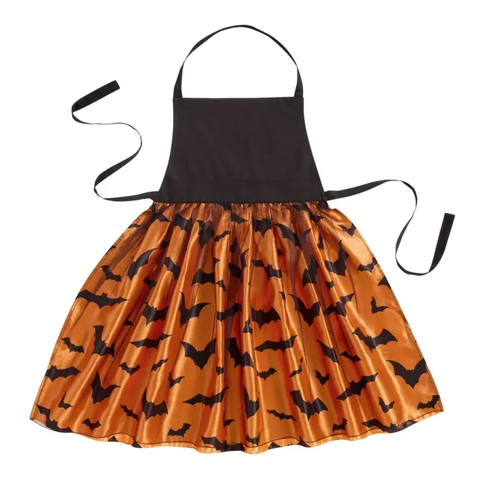 Black and Orange Satin and Tulle Bats Halloween Apron