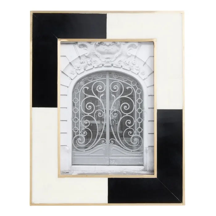 Black And White Color Block Brass Border Frame