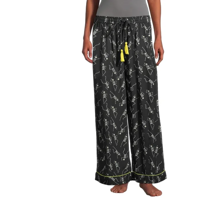 Black and White Dancing Skeleton Pajama Pants