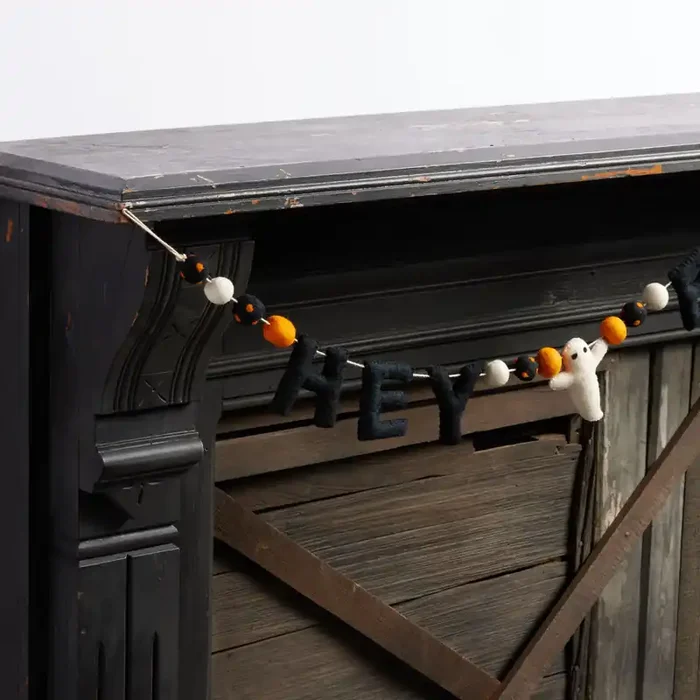 Black And White Wool Hey Boo Ghost Garland