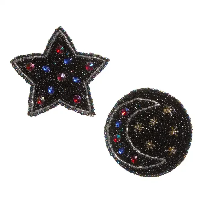 Black Celestial Beaded Coasters Set of 2