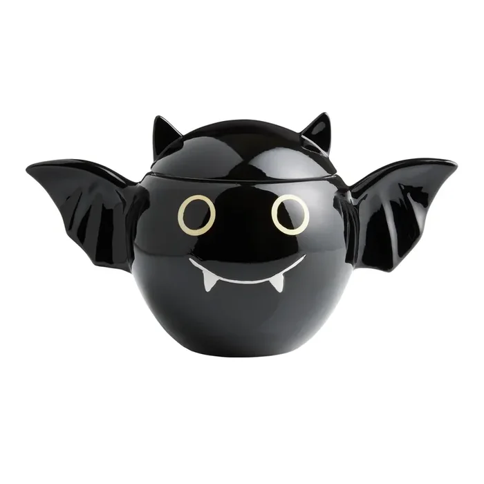 Black Ceramic Not So Scary Bat Figural Cookie Jar