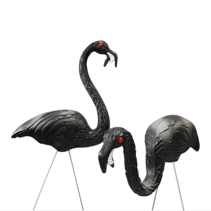 Black Flamingo Zombie Lawn Ornaments 2 Pack