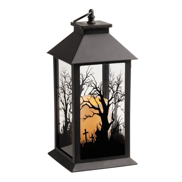 Black Halloween Tree Lantern LED Light Up Decor