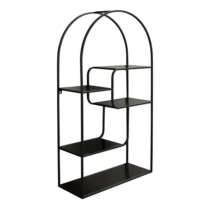 Black Iron Arched Art Deco 5 Tier Wall Shelf