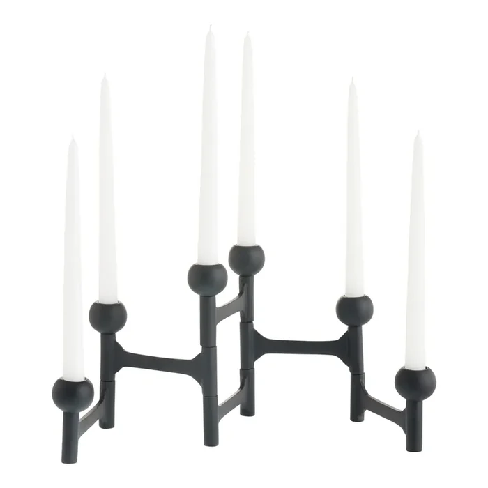 Black Metal 6 Taper Candle Holder Centerpiece