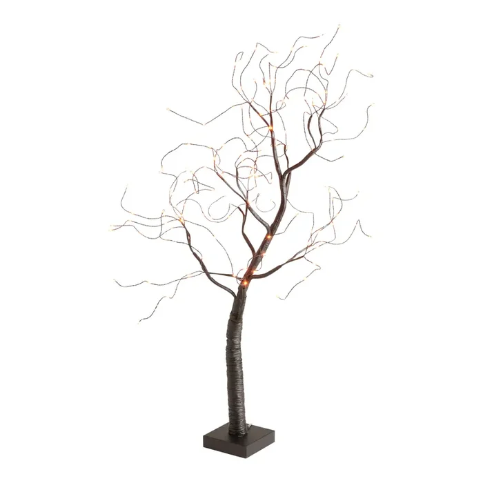 Black Metal and Orange Micro LED Pre Lit Electric Tree Decor