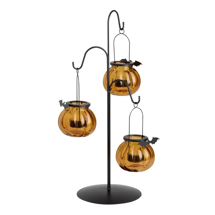 Black Metal Bat Halloween Standing Tabletop Candle Holder