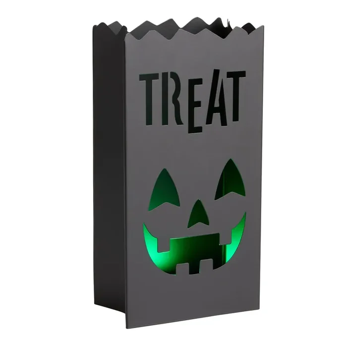 Black Metal Trick Or Treat Luminary LED Light Up Decor
