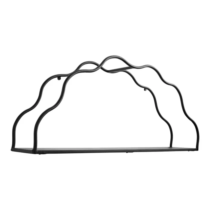 Black Metal Wavy Floating Wall Shelf