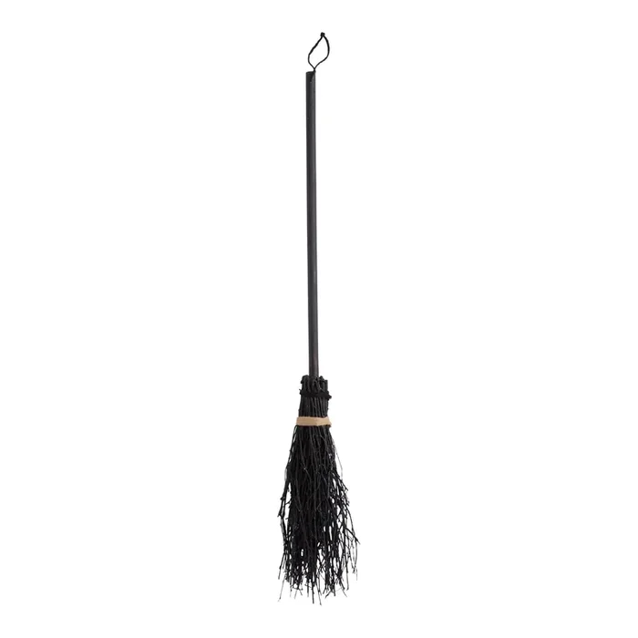 Black Wood and Natural Twig Witch‘s Broom Wall Decor