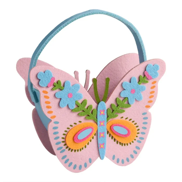 Blue and Pink Felt Butterfly Easter Basket