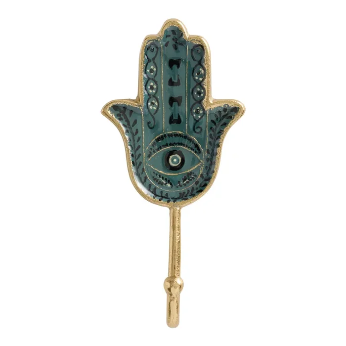 Blue Enamel and Metal Hamsa Wall Hook
