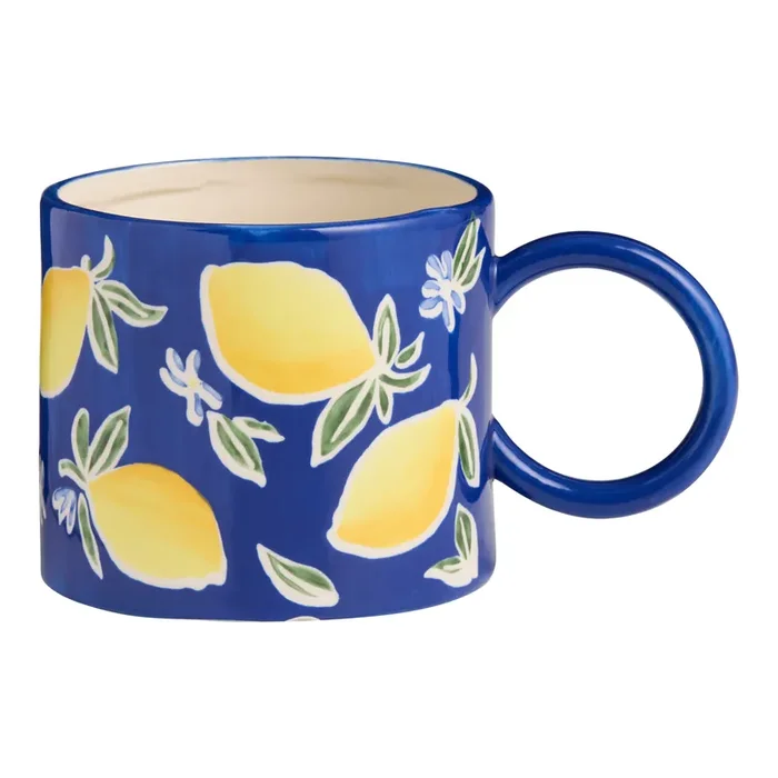 Blue Lemon Hand Painted Ceramic Mug