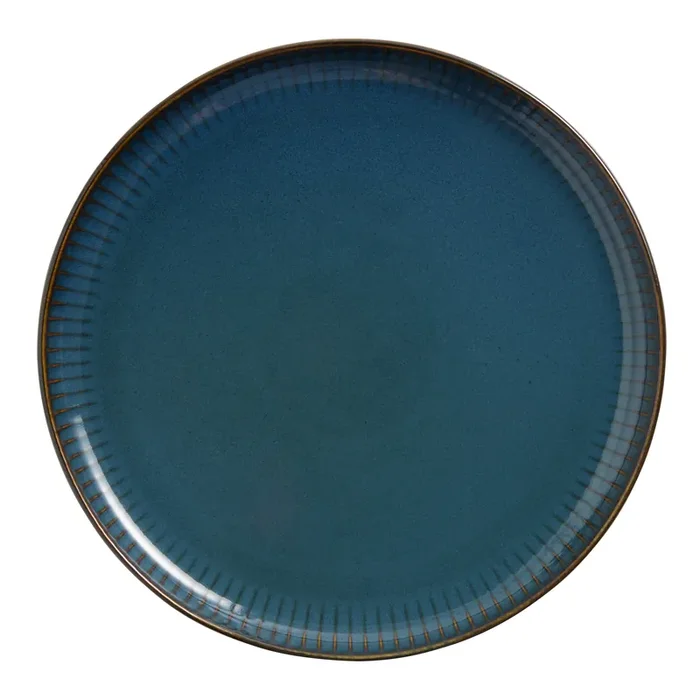 Blue Reactive Glaze Ribbed Dinner Plate