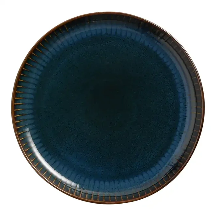 Blue Reactive Glaze Ribbed Salad Plate