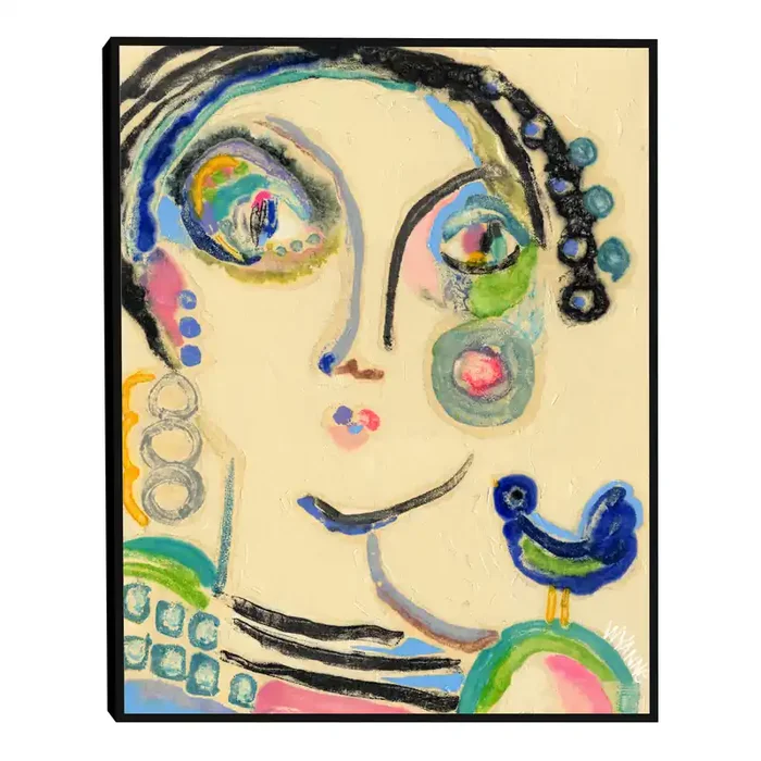 Bluebird on My Shoulder by Wyanne Framed Canvas Wall Art