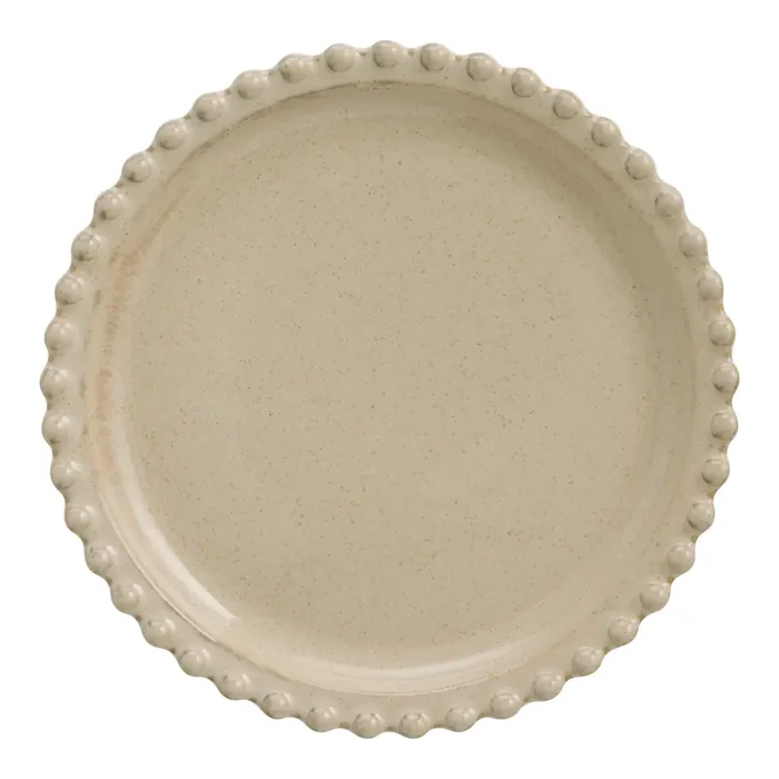 Bobbi Off White Reactive Glaze Beaded Salad Plate