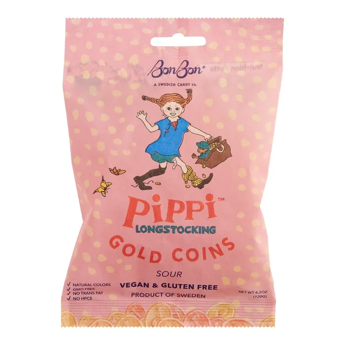 BonBon Pippi Longstocking Sour Gold Coins Gummy Candy