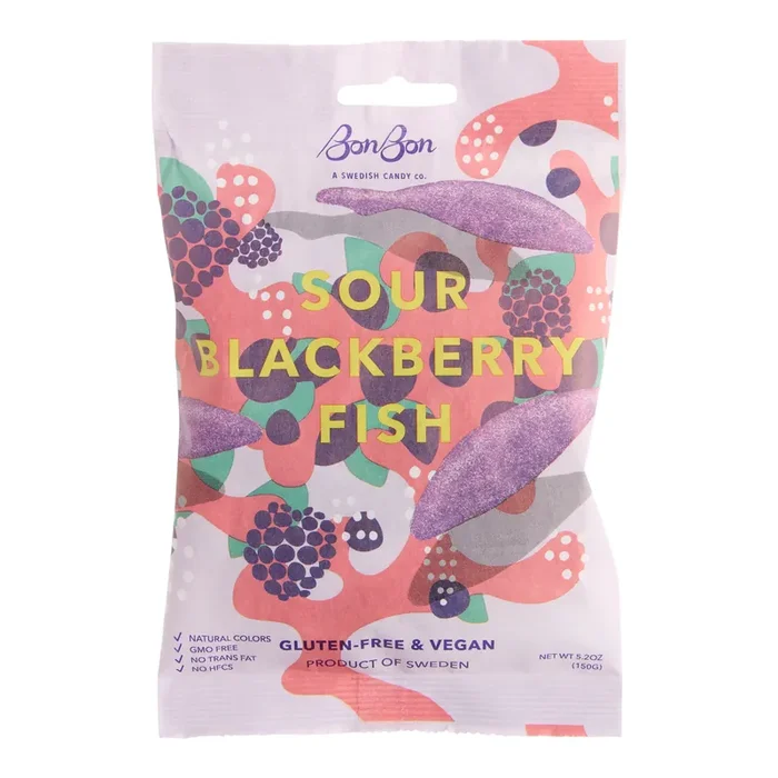 BonBon Sour Blackberry Fish Swedish Gummy Candy