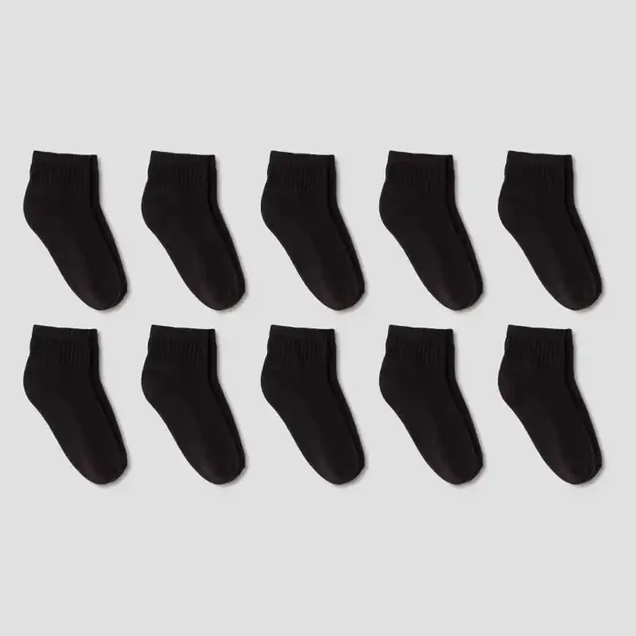 Boys‘ 10pk Athletic Ankle Socks – Cat & Jack™ Black S