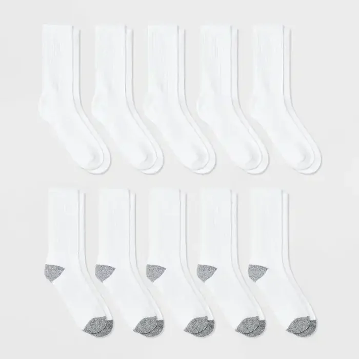 Boys‘ 10pk Crew Athletic Socks – Cat & Jack™ White M