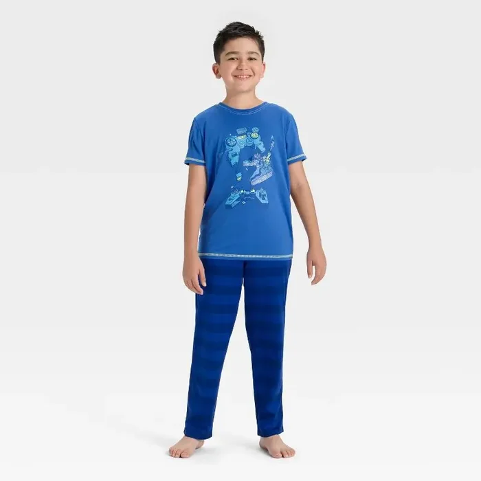 Boys‘ 2pc Short Sleeve Graphic T-Shirt and Pants Pajama Set – Cat & Jack™ Blue XS