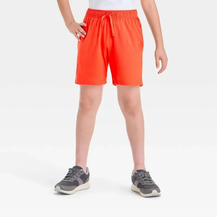 Boys‘ ‘Above the Knee‘ Pull-On Shorts – Cat & Jack™ Bright Orange XS Mid Rise, Jersey Fabric