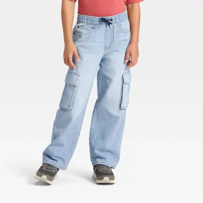 Boys‘ Baggy Cargo Jeans – Cat & Jack™ Light Wash 5