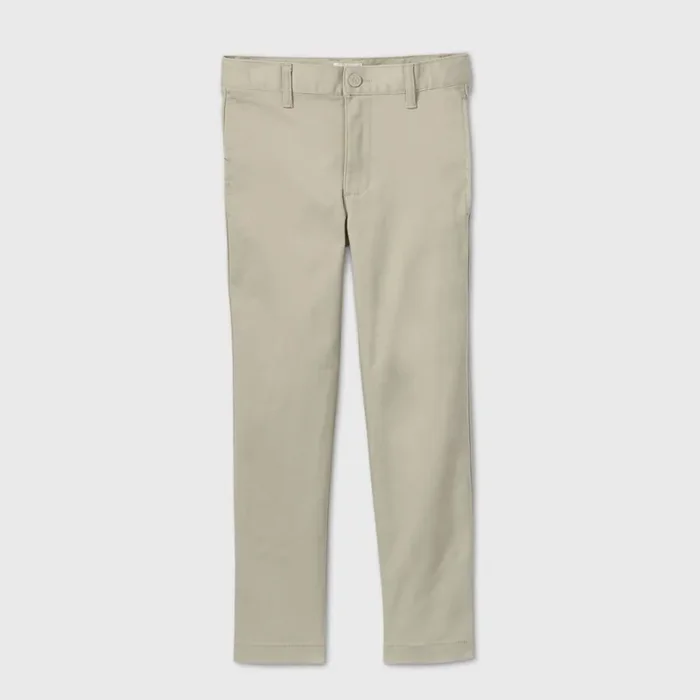 Boys‘ Flat Front Stretch Uniform Straight Fit Pants – Cat & Jack Light Khaki 10