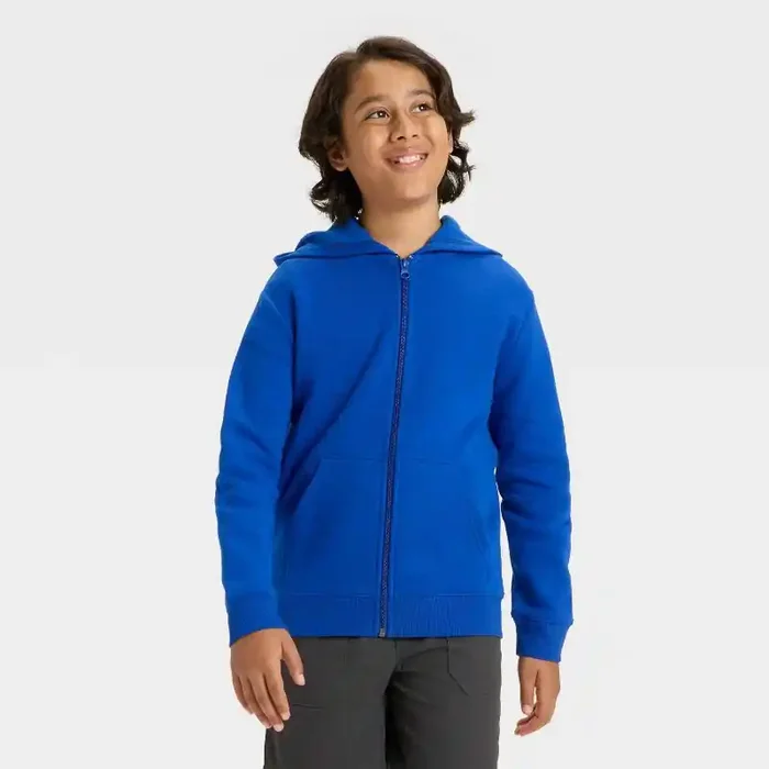 Boys‘ Fleece Zip-Up Hooded Sweatshirt – Cat & Jack™ Indigo S