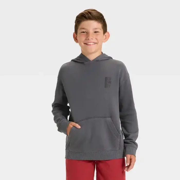 Boys‘ Hooded Fleece Sweatshirt – Cat & Jack™ Charcoal Gray L