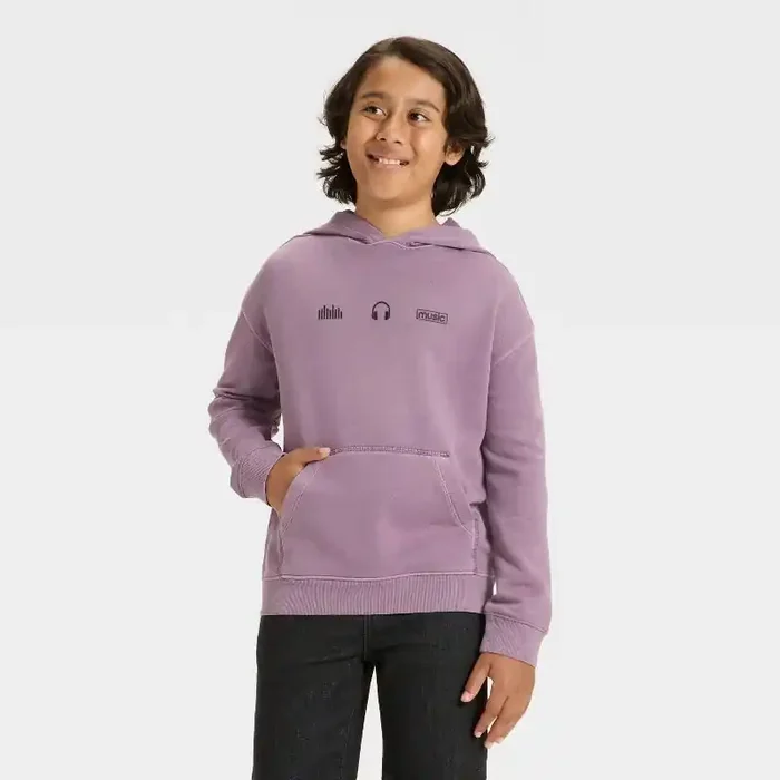 Boys‘ Hooded Fleece Sweatshirt – Cat & Jack™ Plum Purple S