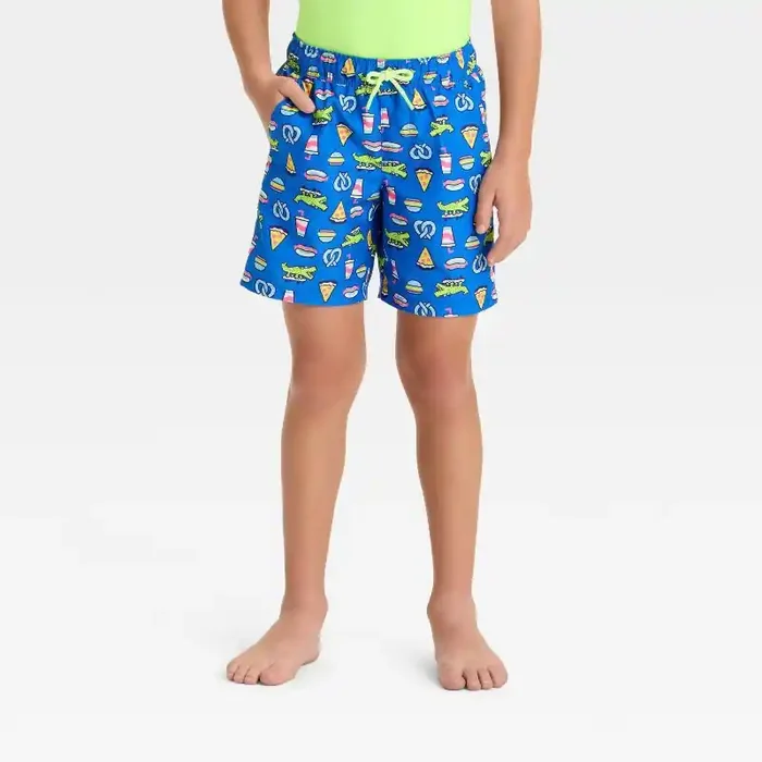 Boys‘ Humor Food Printed Swim Trunks – Cat & Jack™ Blue XS