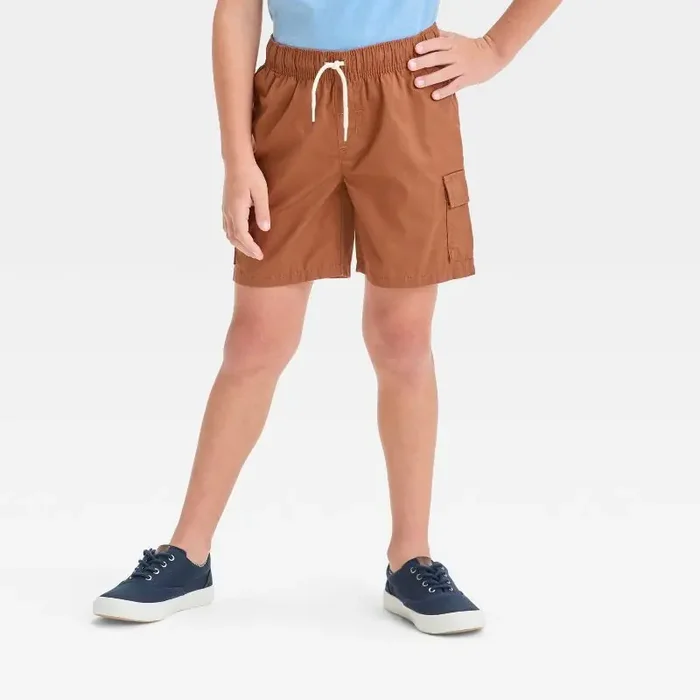 Boys‘ Pull-On ‘Above the Knee‘ Cargo Knee Shorts – Cat & Jack™ Orange M Twill, Elastic Waist, Medium