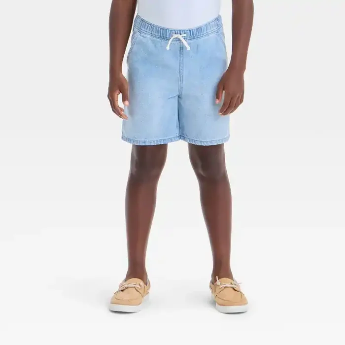 Boys‘ Pull-On ‘Above the Knee‘ Denim Shorts – Cat & Jack™ Light Wash XS Relaxed Fit, Mid Rise, Elastic Waistband
