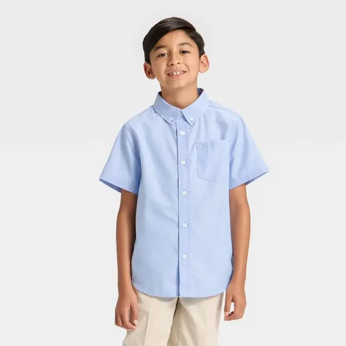 Boys‘ Short Sleeve Button-Down Shirt – Cat & Jack™ Blue XL