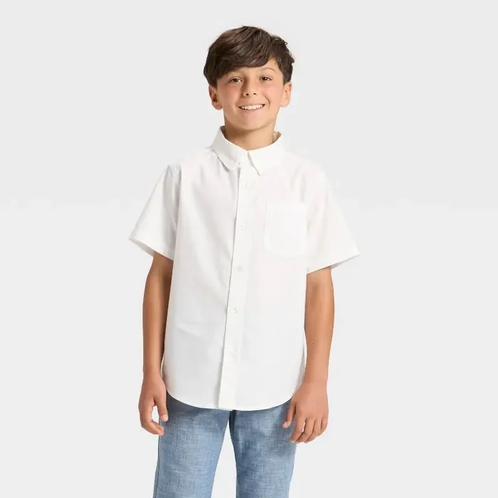 Boys‘ Short Sleeve Button-Down Shirt – Cat & Jack™ White L
