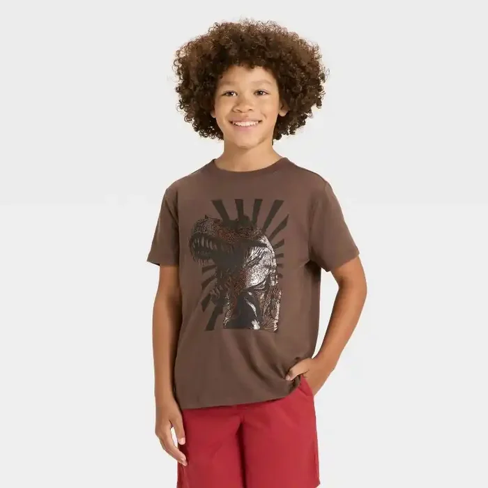 Boys‘ Short Sleeve Dinosaur Graphic T-Shirt – Cat & Jack™ Brown S
